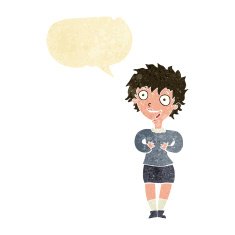 cartoon excited woman with speech bubble N25
