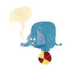 cartoon circus elephant with speech bubble N2