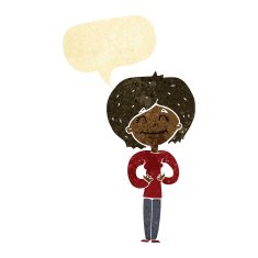 cartoon happy woman with speech bubble N39