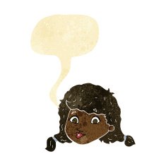 cartoon pretty female face with speech bubble N16