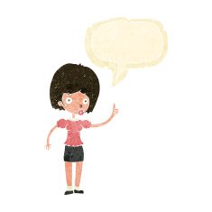 cartoon woman with idea speech bubble N43