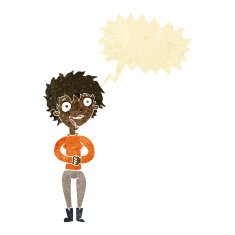 cartoon crazy excited woman with speech bubble N3