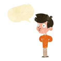 cartoon boy staring with speech bubble N4