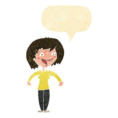 cartoon excited woman with speech bubble N26