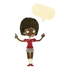 cartoon woman explaining her point with speech bubble N2
