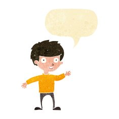 Cartoon happy boy with speech bubble N33