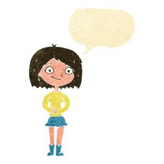 cartoon happy woman with speech bubble N40
