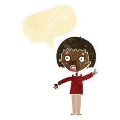 cartoon woman explaining her point with speech bubble N3