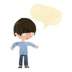 cartoon confused boy with speech bubble N2