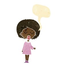 cartoon woman explaining her point with speech bubble N4