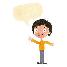 Cartoon happy boy with speech bubble N34