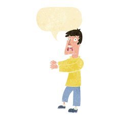 cartoon terrified man with speech bubble N41