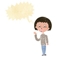 cartoon woman waving with speech bubble N55