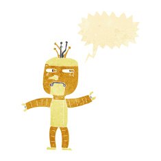 cartoon robot with speech bubble N30