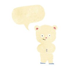 cartoon teddy polar bear cub with speech bubble N2