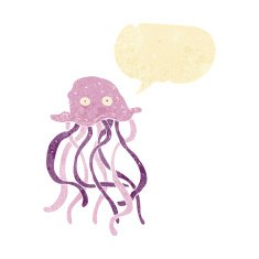 cartoon octopus with speech bubble N6