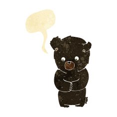 cute cartoon black bear with speech bubble N8