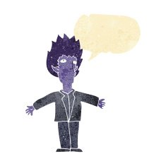 cartoon vampire with speech bubble N18