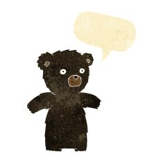 cute cartoon black bear with speech bubble N9