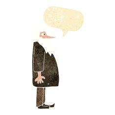 cartoon bearded old man with speech bubble N5