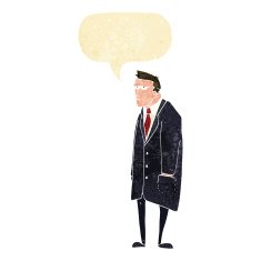 cartoon bad tempered man with speech bubble N2