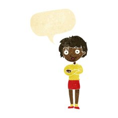 cartoon annoyed woman with speech bubble N33