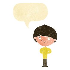 Cartoon happy boy with speech bubble N36