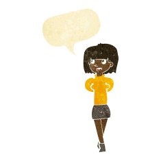 cartoon happy woman with speech bubble N41