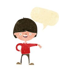 cartoon happy man with speech bubble N70