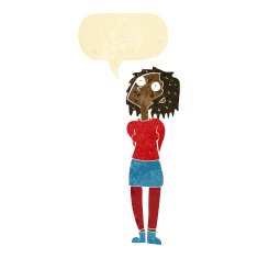 cartoon curious woman with speech bubble N9