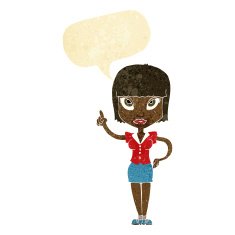 cartoon pretty girl with idea speech bubble N5