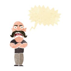 cartoon angry man with speech bubble N17