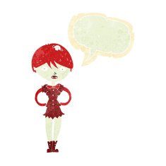 cartoon pretty vampire girl with speech bubble N6