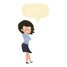 cartoon happy woman with speech bubble N42