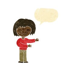cartoon woman gesturing welcome with speech bubble N2
