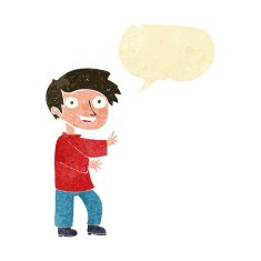 cartoon excited boy with speech bubble N29