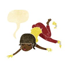 cartoon woman floating with speech bubble
