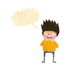 cartoon man panicking with speech bubble N10