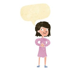 cartoon happy woman with speech bubble N44