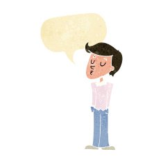 cartoon calm man with speech bubble N2