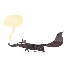 cartoon little fox with speech bubble N3