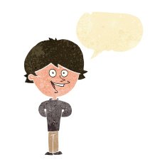 Cartoon happy boy with speech bubble N38