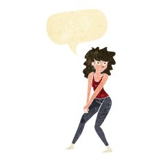 cartoon woman posing with speech bubble N5