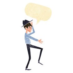 cartoon fashionable man with speech bubble N2