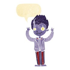 cartoon vampire boy with speech bubble N2