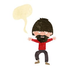 cartoon happy man with beard speech bubble N6