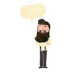 cartoon happy man with beard speech bubble N7