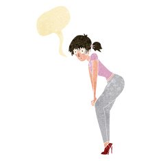 cartoon woman posing with speech bubble N6