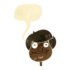 cartoon happy boy's face with speech bubble N4