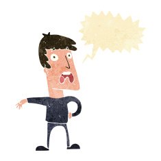cartoon complaining man with speech bubble N2
